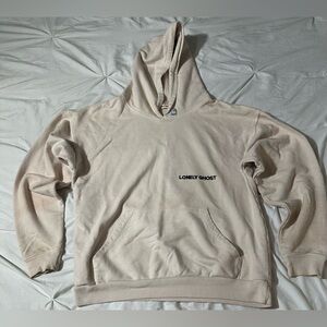 Lonely Ghost Cream Hoodie Oversized Small fits a medium